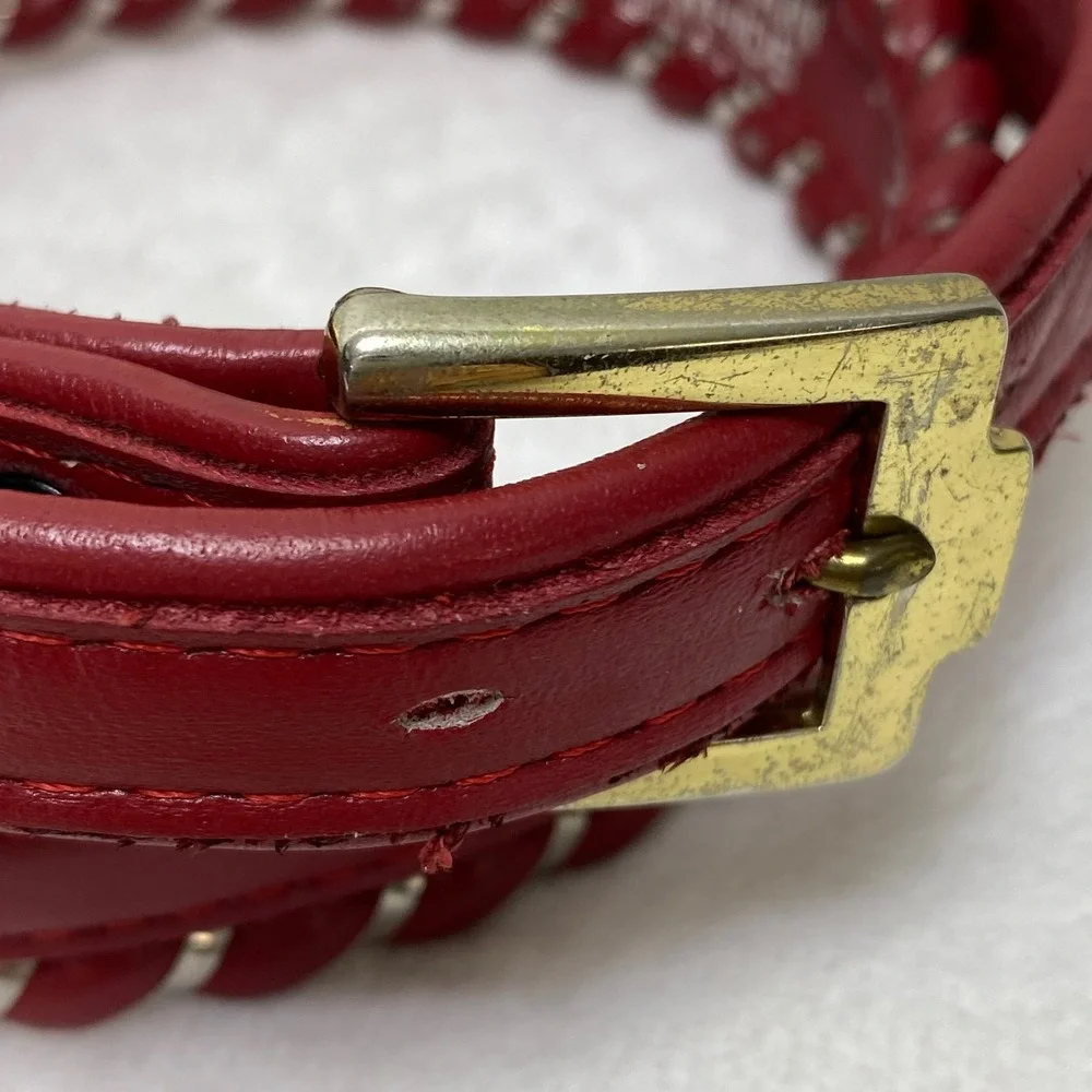 Justin Top‎ Grain Red Leather Braided Western Belt Cowgirl Rodeo
